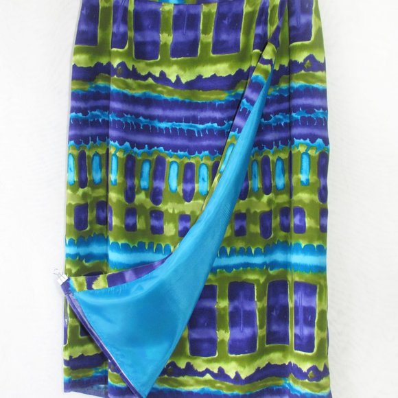 LAUREN ALEXANDRA 20W Bold Print Faux Wrap Skirt/VINTAGE - Picture 2 of 4